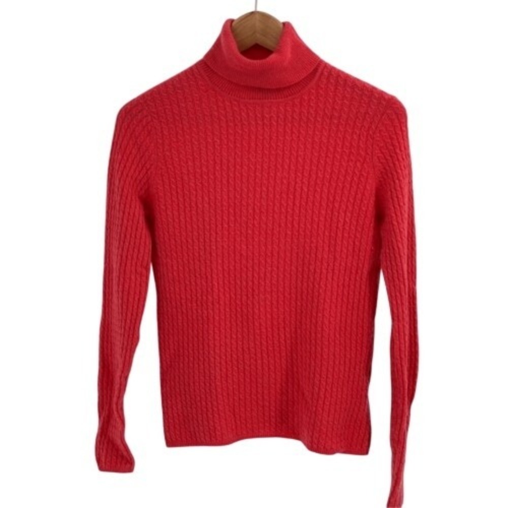 Iris Singer Cashmere Sweater Women's Size Small Turtleneck Cableknit‎ Red